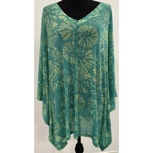 LOGO by Lori Goldstein Colorful Beach to Street Mesh Cover-Up Top Size XL